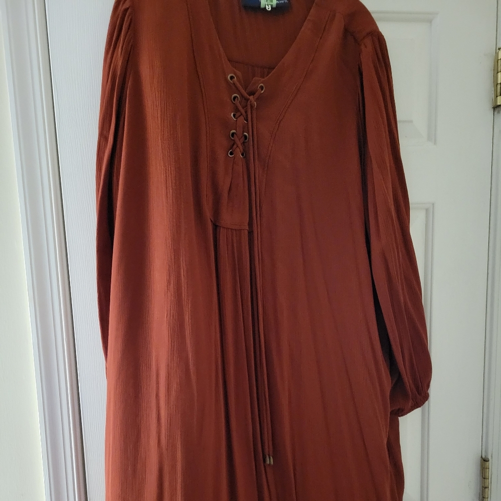 Denim 24/7 Rust Long Sleeve Dress